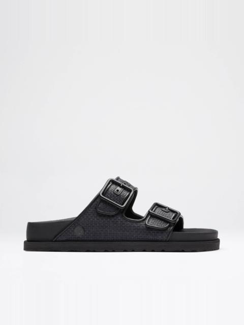 BIRKENSTOCK 애리조나 Luxe 가죽 트리밍 raffia 샌들