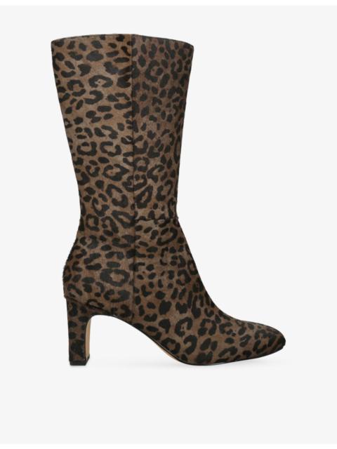 dolce vita Riggs Leopard-Print Calf-Hair Heeled Mid-Calf Boots