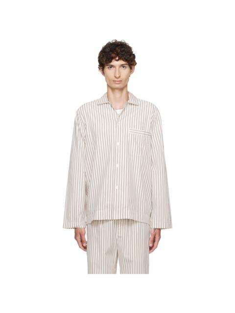 TEKLA Off-White & Brown Poplin Long-Sleeved Pyjama Shirt