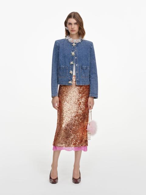 self-portrait Textured Denim Jacket