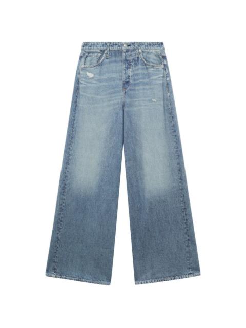 rag & bone distressed wide-leg denim