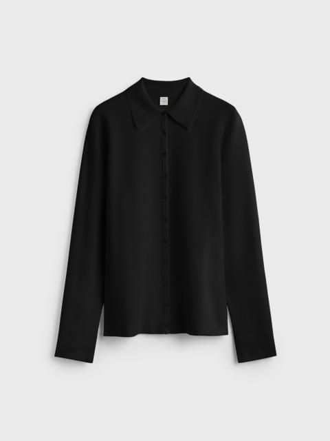 TOTEME Compact knit buttoned top black