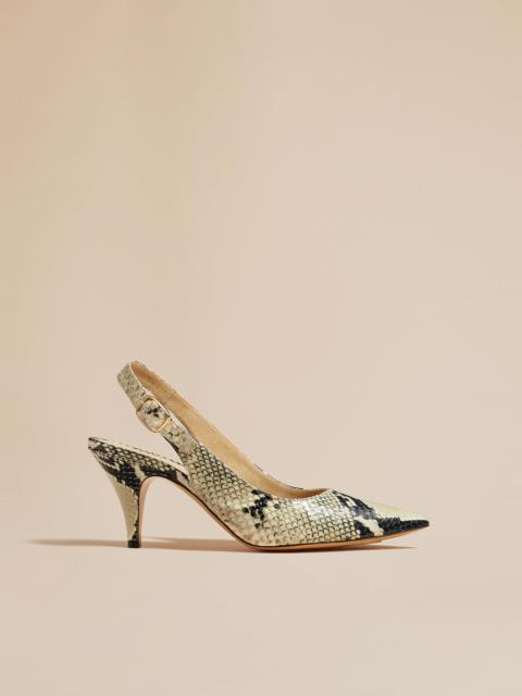 KHAITE The River Slingback Pump in Natural Python-Embossed Leather