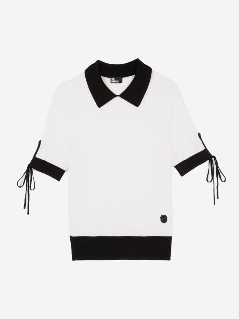 The Kooples SHORT-SLEEVED ECRU WOOL SWEATER