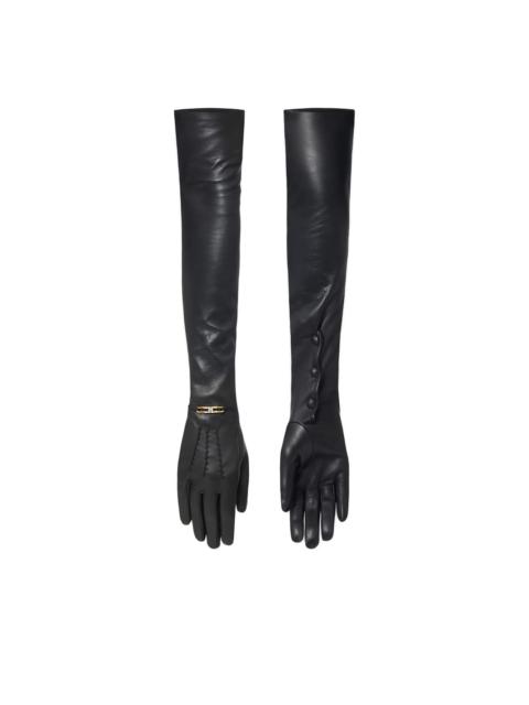 ELISABETTA FRANCHI logo-plaque nappa-leather gloves