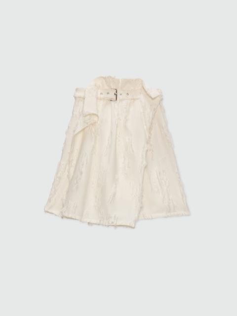 MSGM White frayed fil coupe wrap mini skirt.