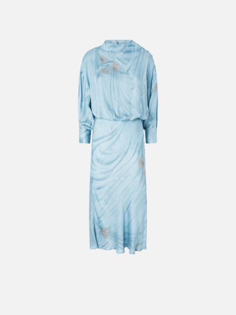 PINKO FLUID MIDI DRESS WITH PLACED JEWEL PRINT