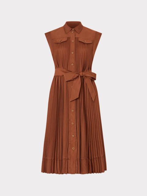 MILLY Johanna Pleated Twill Midi Dress