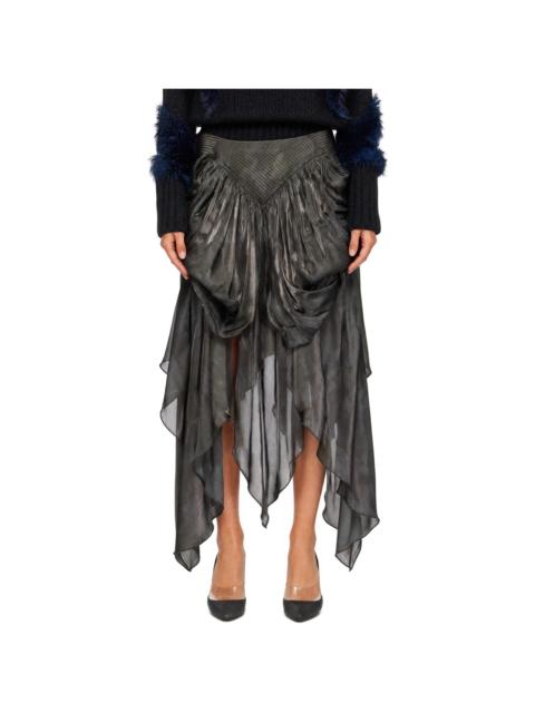 Kiko Kostadinov Khaki Oriole Drape Midi Skirt