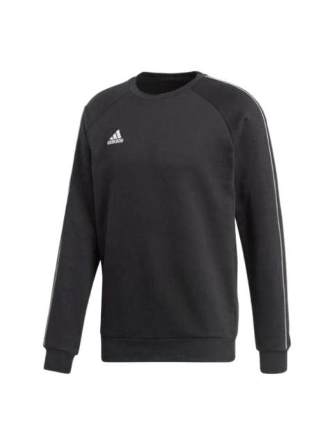 Men's adidas Solid Color Logo Printing Round Neck Pullover Long Sleeves Black CE9064