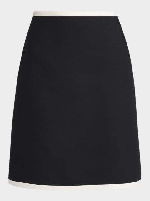 Valentino Contrast Trim Wool-Silk Mini Skirt