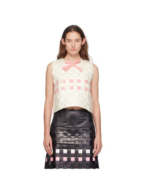 SUPER YAYA Off-White Laila Multiweave Tank Top