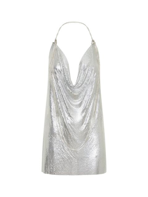 ONE TEASPOON Supernova Glomesh Cowl-Neck Mini Dress - Silver