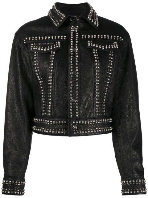 PHILIPP PLEIN leather skull biker jacket