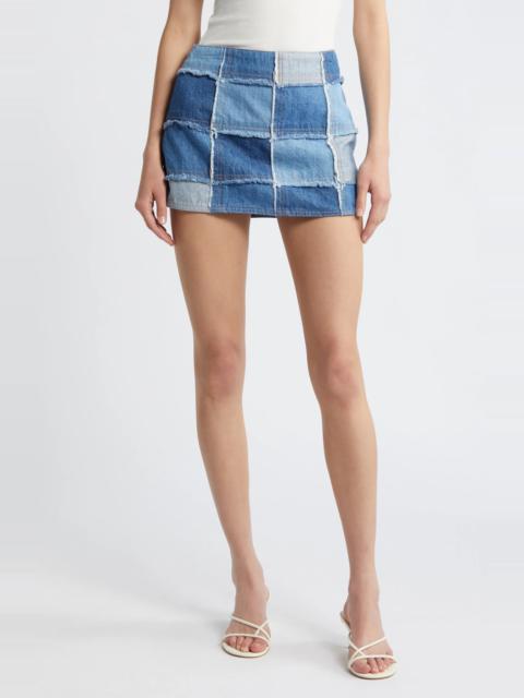 FRAME The '70s Patchwork Denim Miniskirt