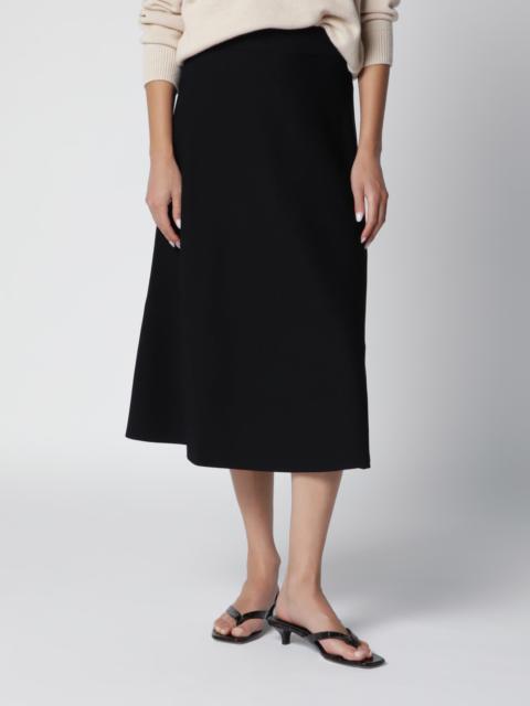 Max Mara Flared midi skirt in viscose crêpe yarn, black