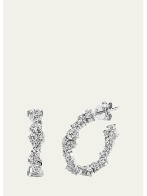 SYDNEY EVAN 14K White Gold Large Cocktail Medium Diamond Hoop Earrings