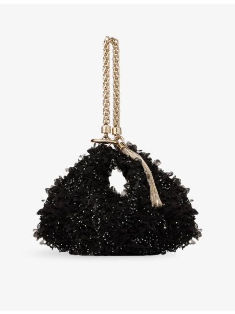 JIMMY CHOO Callie Petal-Embroidered Satin Clutch Bag