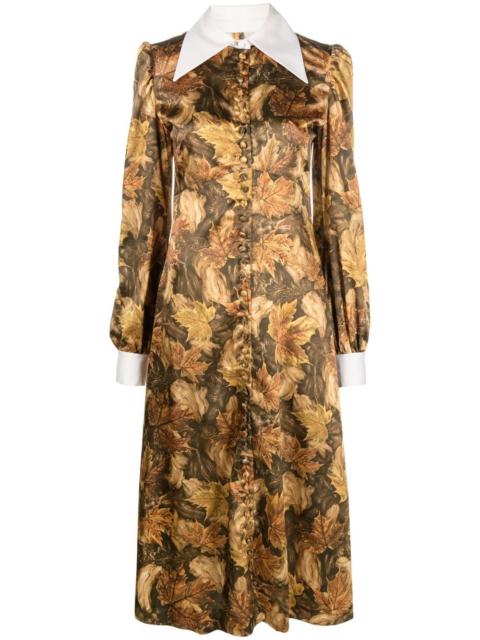 ERL leaf-print shirt dress