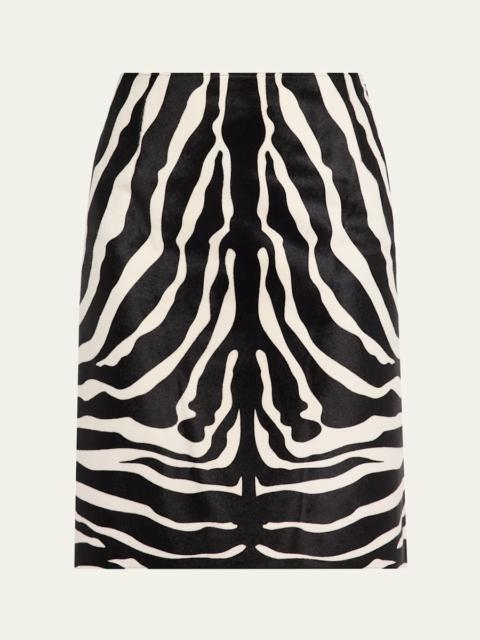 AKRIS Zebra-Print Pony Hair Pencil Skirt