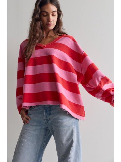 FREE PEOPLE We The Free Venice V-Neck Striped Sweatshirt