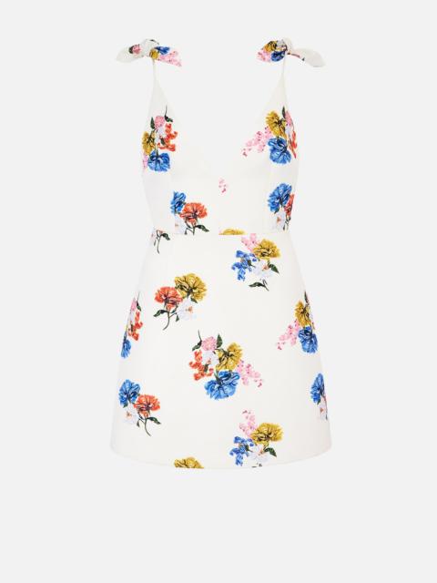 EMILIA WICKSTEAD Vero Dress In Retro Bouquet On White Taffeta Faille