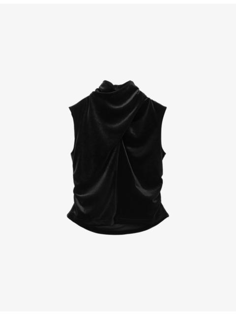ALLSAINTS Tia High-Neck Stretch-Velvet Top