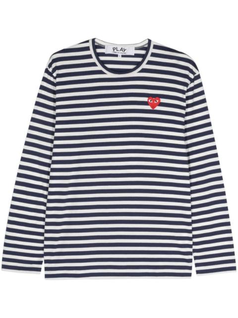 Comme des Garçons PLAY appliqué-logo striped T-shirt