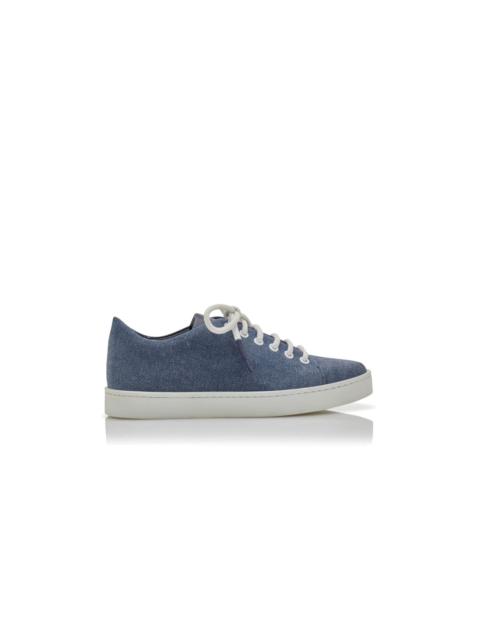 Manolo Blahnik Blue Denim Lace-Up Sneakers