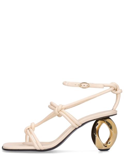 75mm Leather chain heel sandals