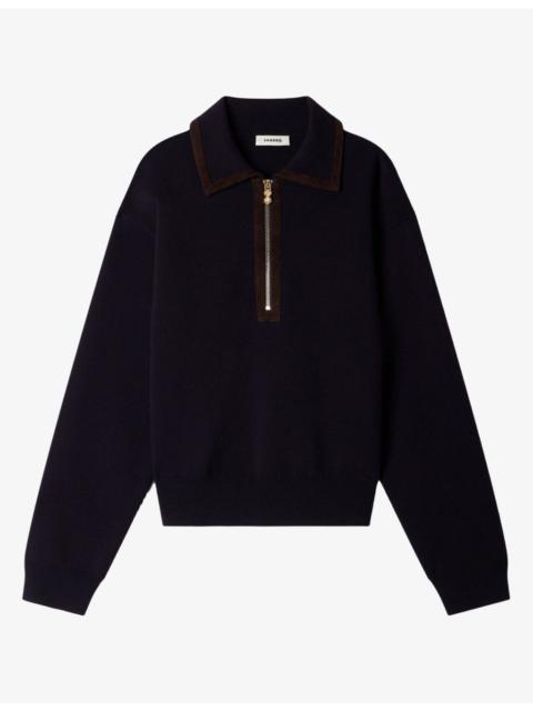 Sandro Collared Long-Sleeve Wool-Blend Jumper