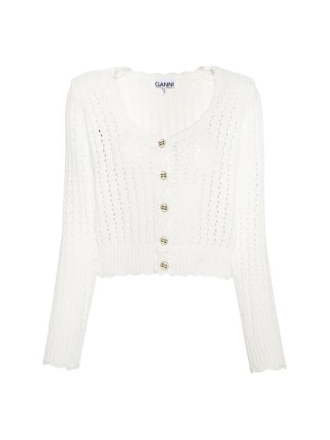buttoned open-knit cardigan