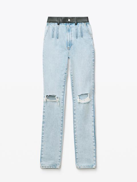 Alexander Wang STACKED SLIM CONTRAST JEAN IN LEATHER
