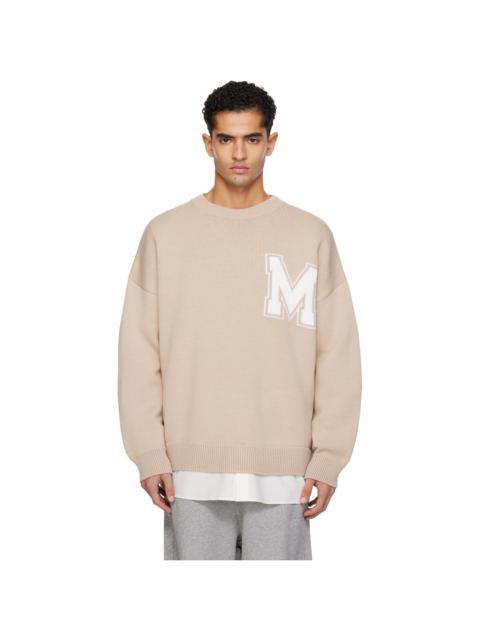 MM6 Maison Margiela Beige Two-In-One Varsity Knit Sweater