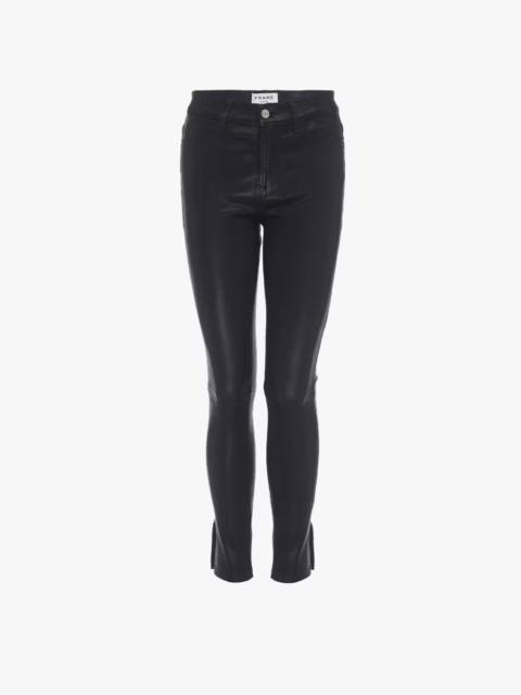 FRAME Leather Le High Skinny in Washed Black