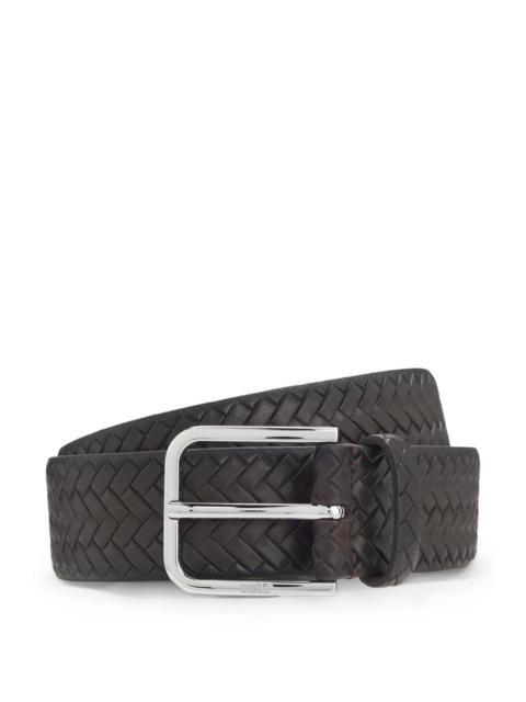 BOSS PIN-BUCKLE BELT IN WOVEN LEATHER