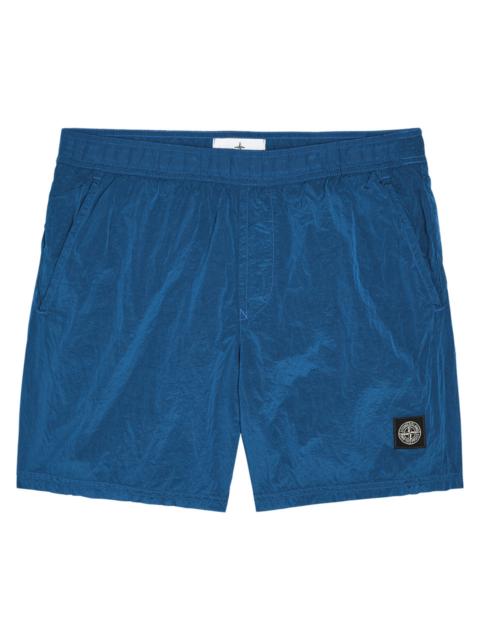 Stone Island Logo Crinkled Nylon Swim Shorts