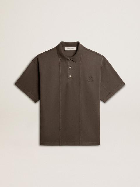 Men's cotton polo shirt in anthracite gray with embroidery