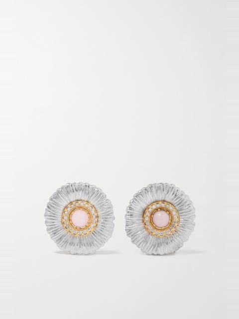 Buccellati Blossoms Daisy sterling silver and gold vermeil, opal and diamond earrings