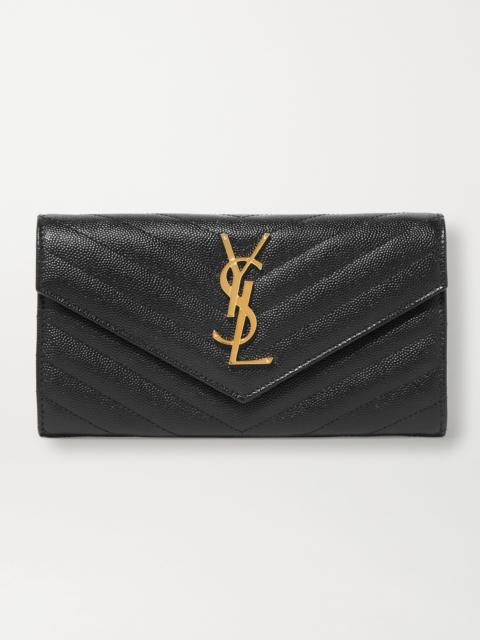 SAINT LAURENT Monogramme Quilted Textured-leather Wallet