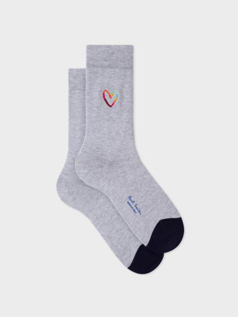 Paul Smith Light Grey Marl 'Swirl Heart' Socks