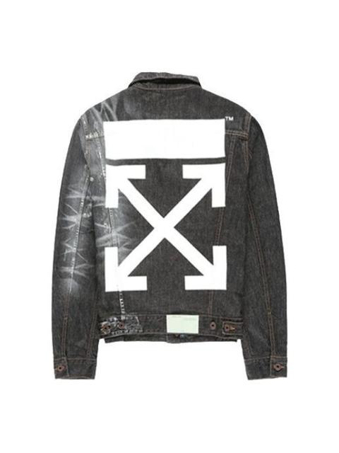 Off-White Off-White Arrows Slim Denim Jacket Embroidered Logo Printing Black OMYE005F19F050441010