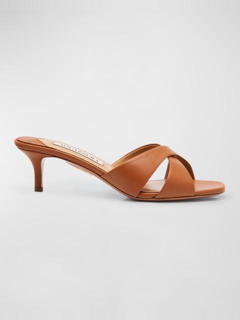 Divine Leather Crisscross Mule Sandals