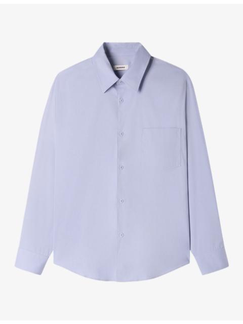 Sandro Oversized Long-Sleeve Stretch Cotton-Blend Shirt
