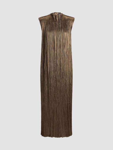 Ralph Lauren Women's Virna Pleated Lamé Cocktail Dress - Antique Bronze