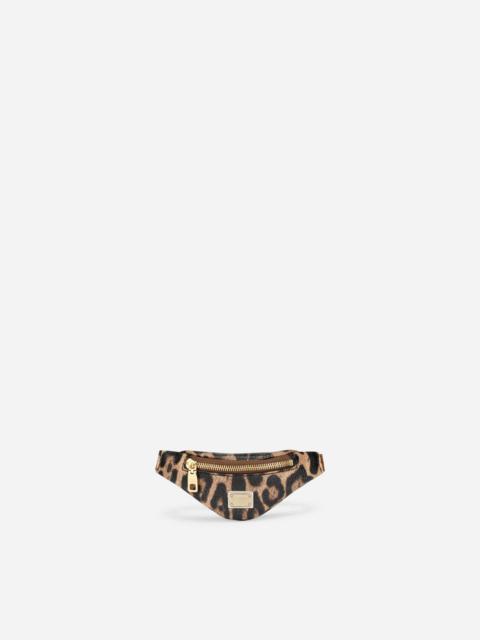 Dolce & Gabbana Leopard-print Crespo toiletry bag with branded plate
