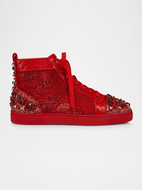 Christian Louboutin Men's Supertracks Sequin Multi-Spike High-Top Sneakers