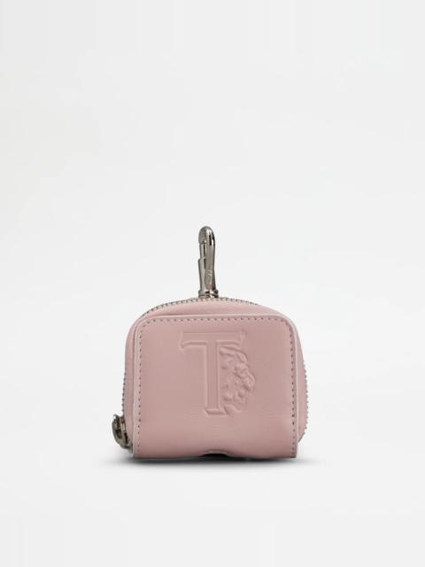 Tod's TOD'S AIRPODS HOLDER IN LEATHER - PINK