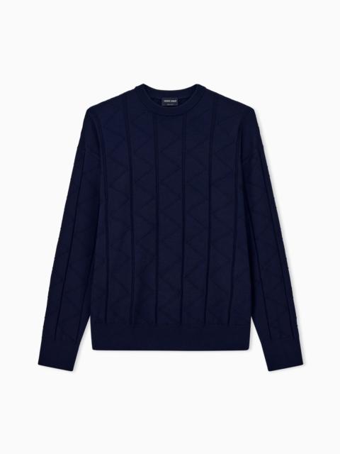 GIORGIO ARMANI SWEATER REGULAR FIT CHEVRON VIRGIN WOOL