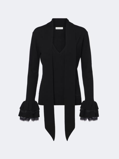 NINA RICCI Lace-trimmed wool-blend top